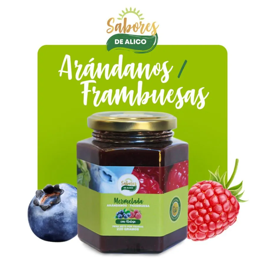 Mermelada de Arándano y Frambuesa con Alulosa 220gr — Sabores de Alico