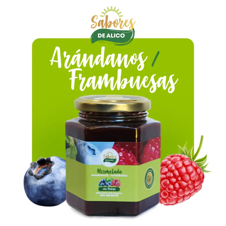 Mermelada de Arándano y Frambuesa con Alulosa 350gr — Sabores de Alico