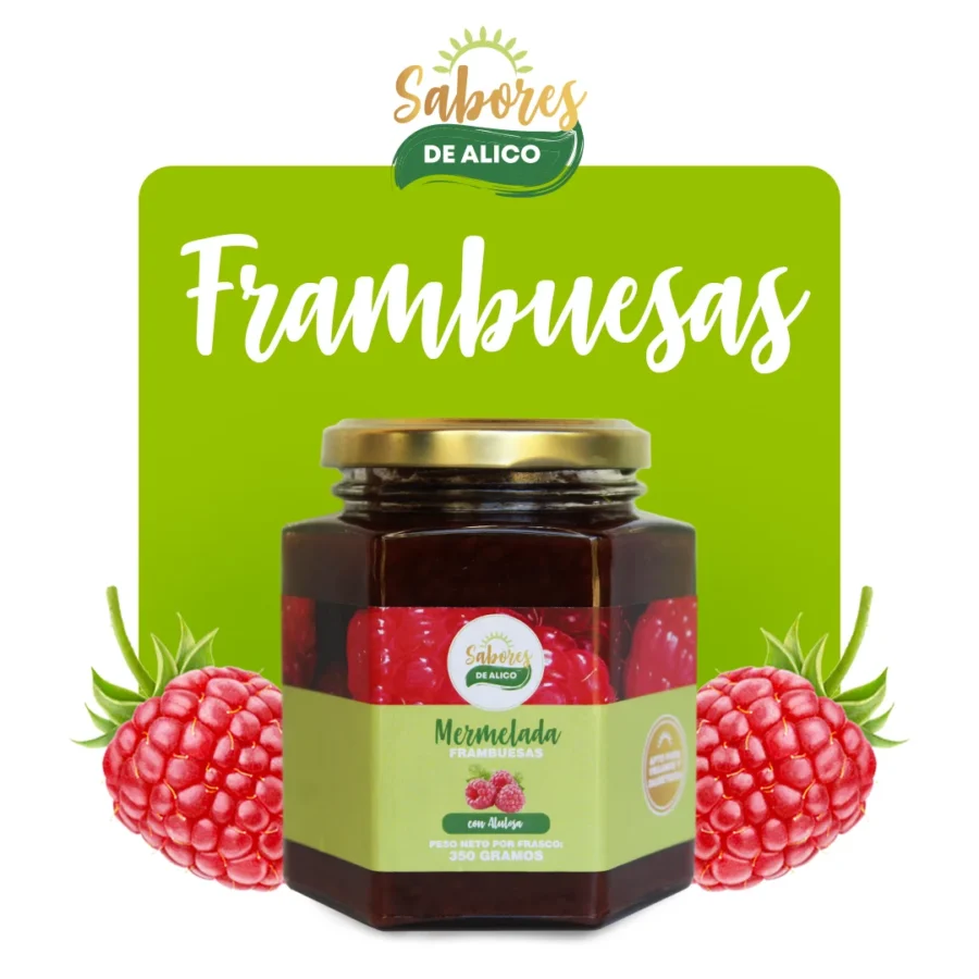Mermelada de Frambuesa con Alulosa 350gr — portada Sabores de Alico